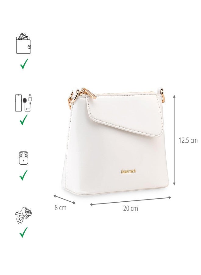 Fastrack MiniBae Sling | White Faux-Leather Women’s Handbag | Silver Hardware & Spacious Main Compartment - Image 5